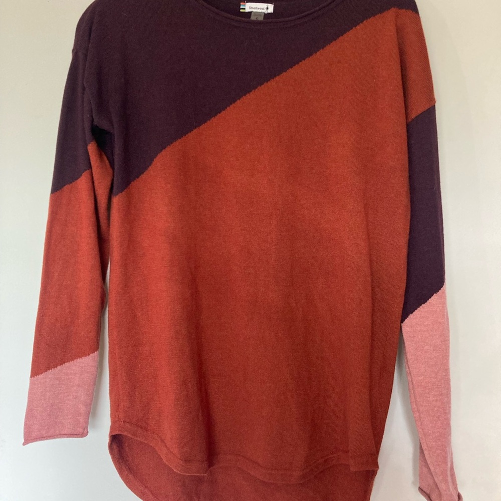 Smartwool Colorblock Sweater in Burgundy and Pink